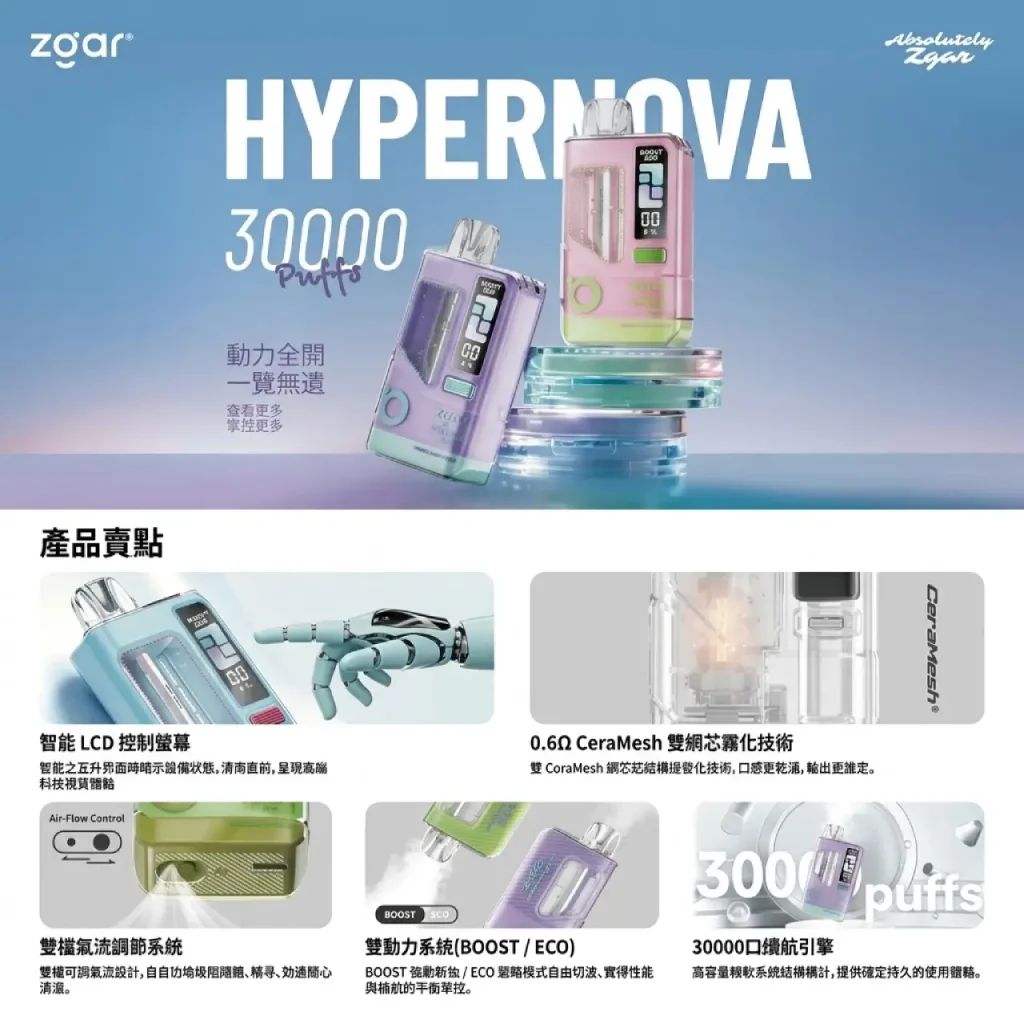 冰熊超新星30000口一次性电子烟_双网芯可调功率_冰熊HYPERNOVA正品