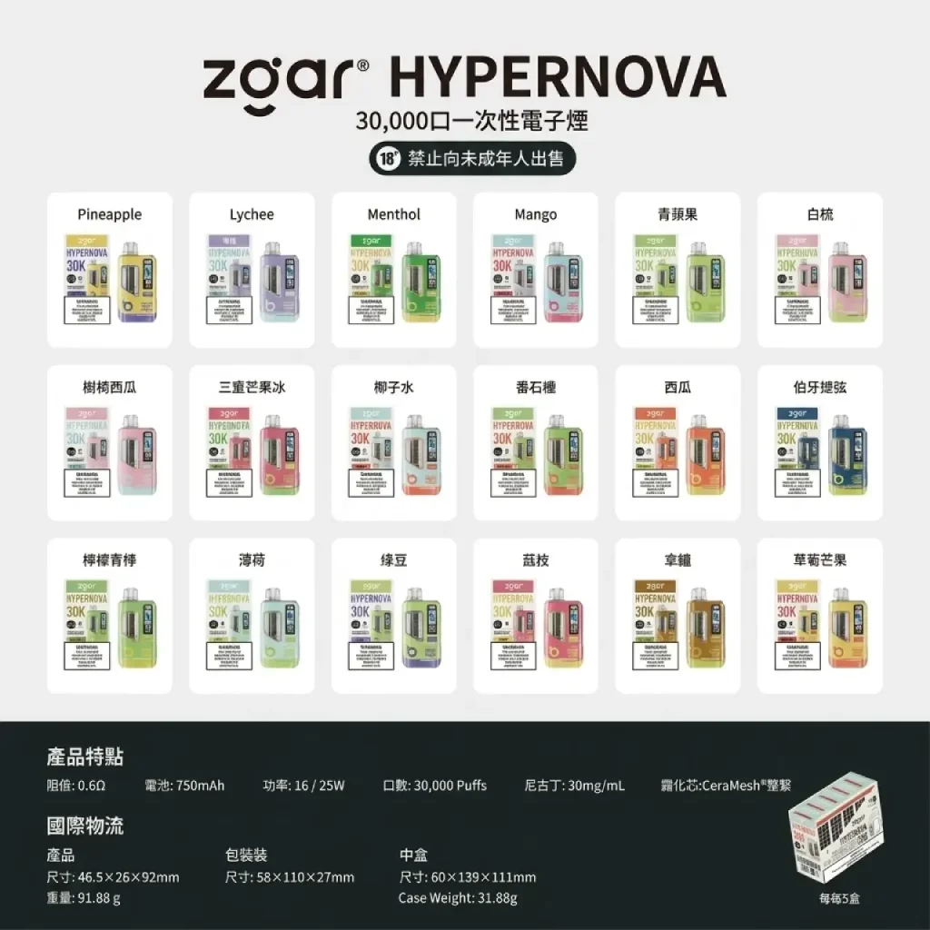 冰熊超新星30000口一次性电子烟_双网芯可调功率_冰熊HYPERNOVA正品